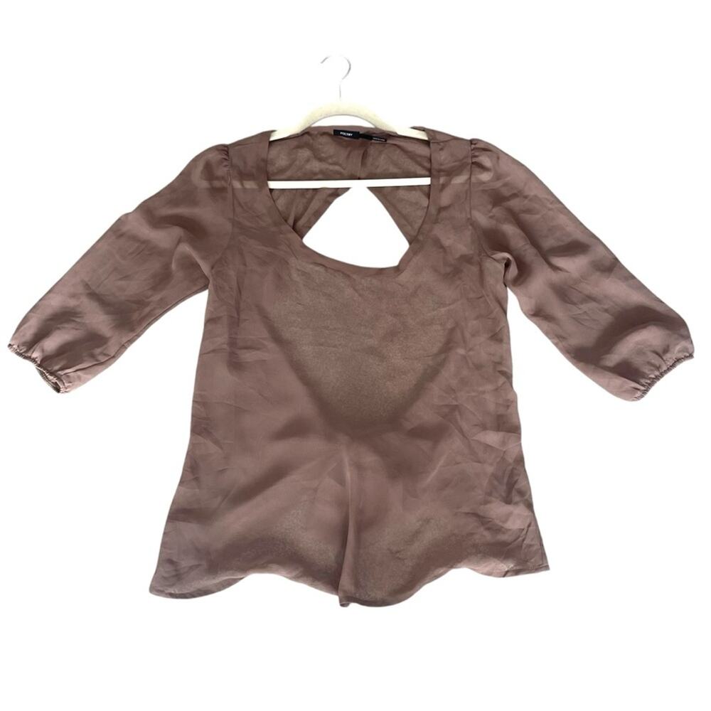 Poetry Sheer Tie-Back Blouse | Taupe Tan | Large
